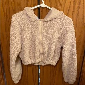 cropped teddy hoodie
